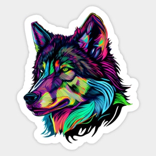 Neon Howl: Let Your Inner Wolf Shine Sticker